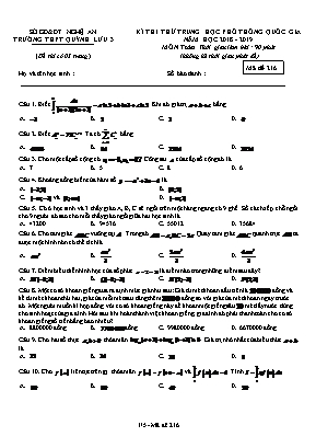 Đề thi thử THPT Quốc gia môn Toán - Mã đề 216 - Năm học 2018-2019 - Trường THPT Quỳnh Lưu 3